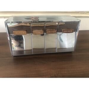 VTG STEEL Kitchen CANISTERS Flour Tea Coffee Sugar MCM STAINLESS Rare